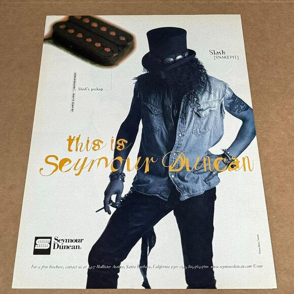 Slash of Snakepit / Guns N' Roses - SEYMOUR DUNCAN PICKUPS - 2001 Print Ad - Picture 1 of 1